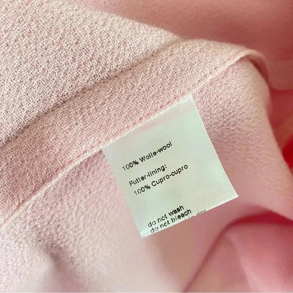 AKRIS Garry Pink Double-Faced Wool Crepe Fringe Jacket Sz 12 - Picture 13 of 16